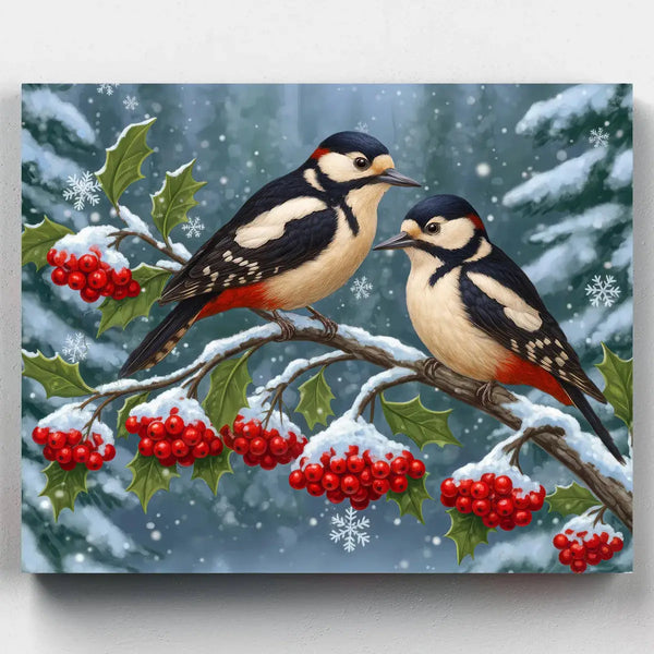 Pájaros Cantores del Invierno- Pintar por Números- Canvas by Numbers