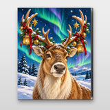Reno bajo la Aurora Boreal- Pintar por Números- Canvas by Numbers