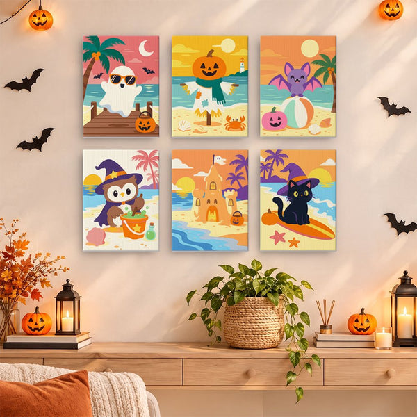 Mini set Sustos en la Playa colgado como una pequeña galería de pared