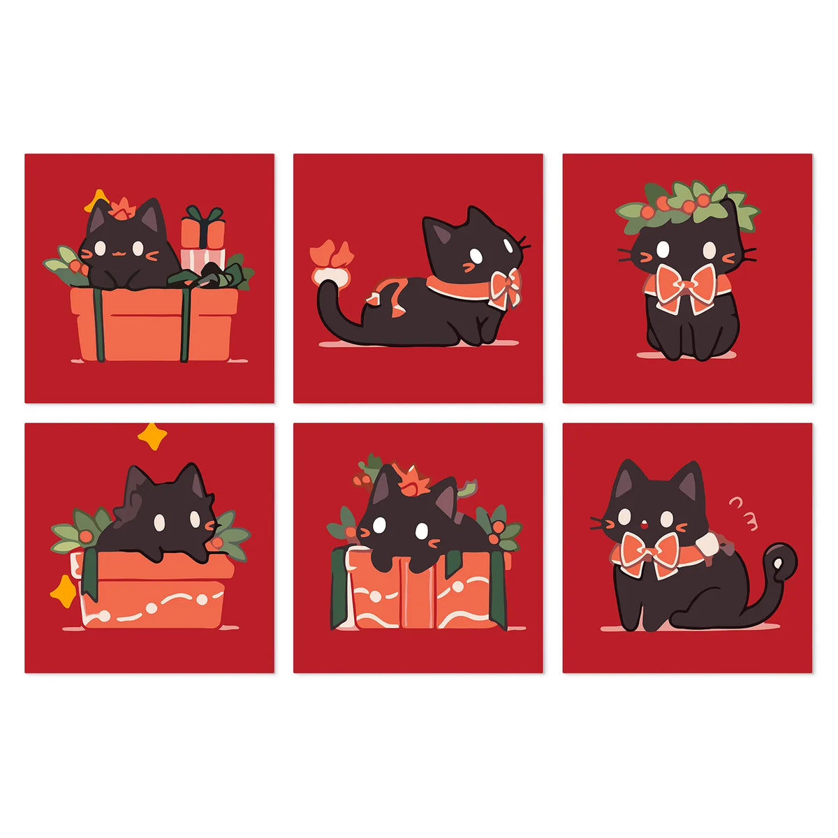 Gatos Negros de Navidad - Mini Kit Pintar por Números
