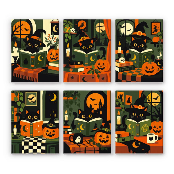 Gatos Negros y Grimorios- Pintar por Números- Canvas by Numbers