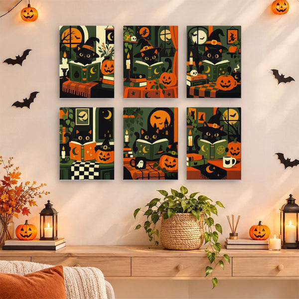 Gatos Negros y Grimorios- Pintar por Números- Canvas by Numbers
