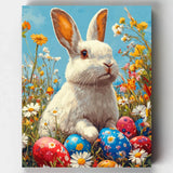 Conejito de Pascua entre Flores - Kit Pintar por Números