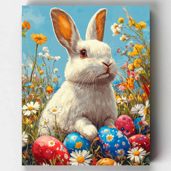 Conejito de Pascua entre Flores - Kit Pintar por Números