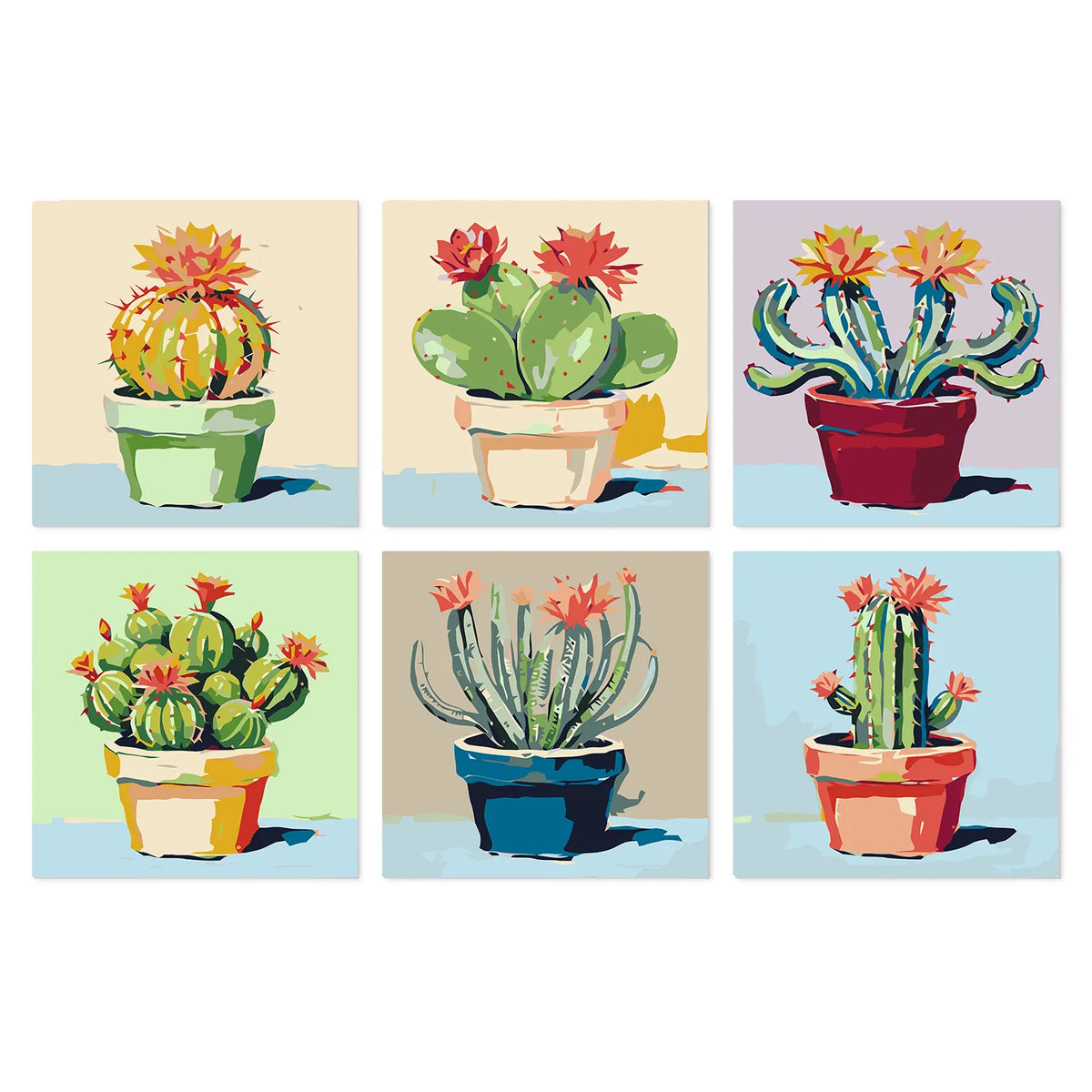 Macetas de Cactus - Mini Kit Pintar por Números