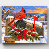 El Correo Navideño del Cardenal- Pintar por Números- Canvas by Numbers