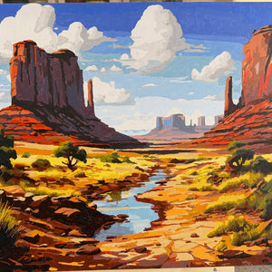 Paisaje del desierto pintado por números terminado