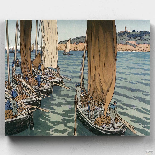 Salida de Barcos en Tréboul - Pintar por Números- Pintar por Números- Canvas by Numbers