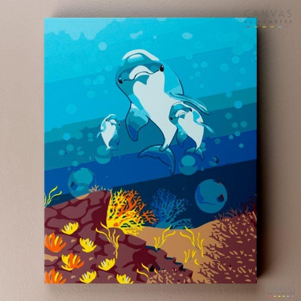 Familia de Delfines - Kit Pintar por Números
