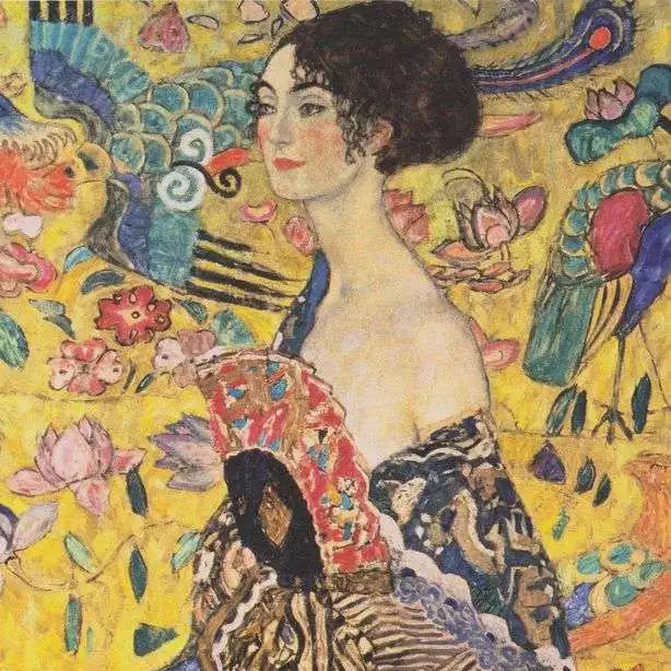 Mujer con fan | Gustav Klimt