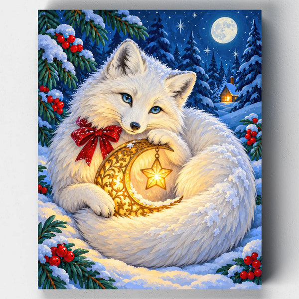 Zorro Ártico y Farol de Luna- Pintar por Números- Canvas by Numbers