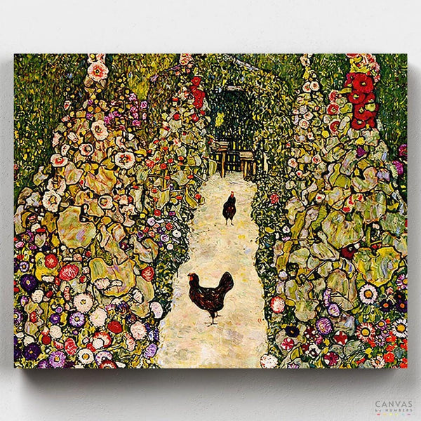 Sendero de Jardín con Gallinas - Pintar por Números- Pintar por Números- Canvas by Numbers