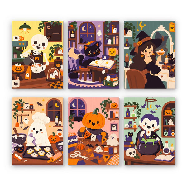 Café y Galletas de Miedo- Pintar por Números- Canvas by Numbers