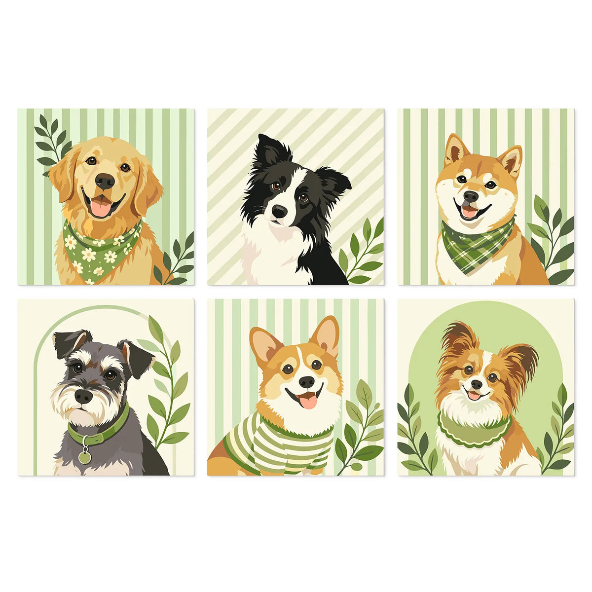 Retratos de Perros en el Jardín - Mini Kit Pintar por Números