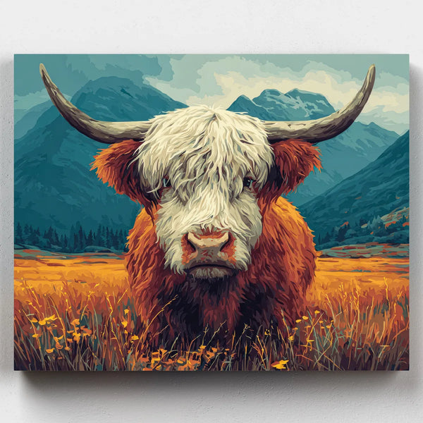 Vaca Highland en el Prado- Pintar por Números- Canvas by Numbers