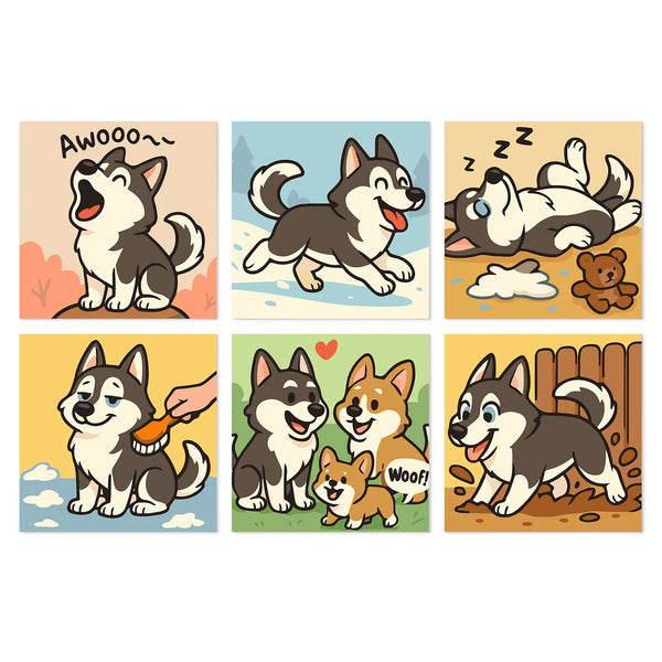 Vida de Cachorro Husky - Mini Kit Pintar por Números