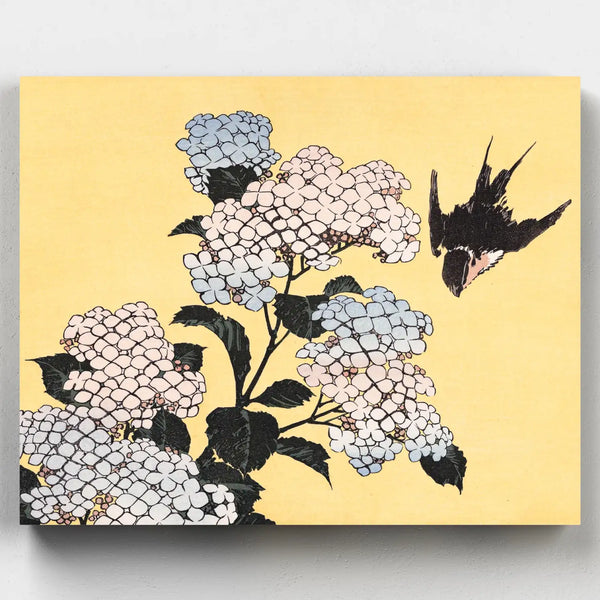 Hortensia y Golondrina - Kit Pintar por Números