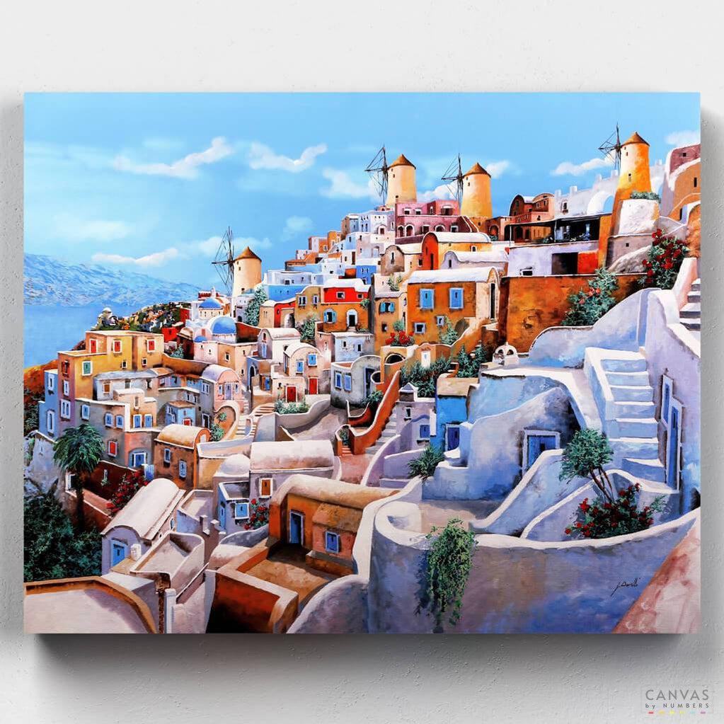 El Color de Santorini- Pintar por Números- Canvas by Numbers
