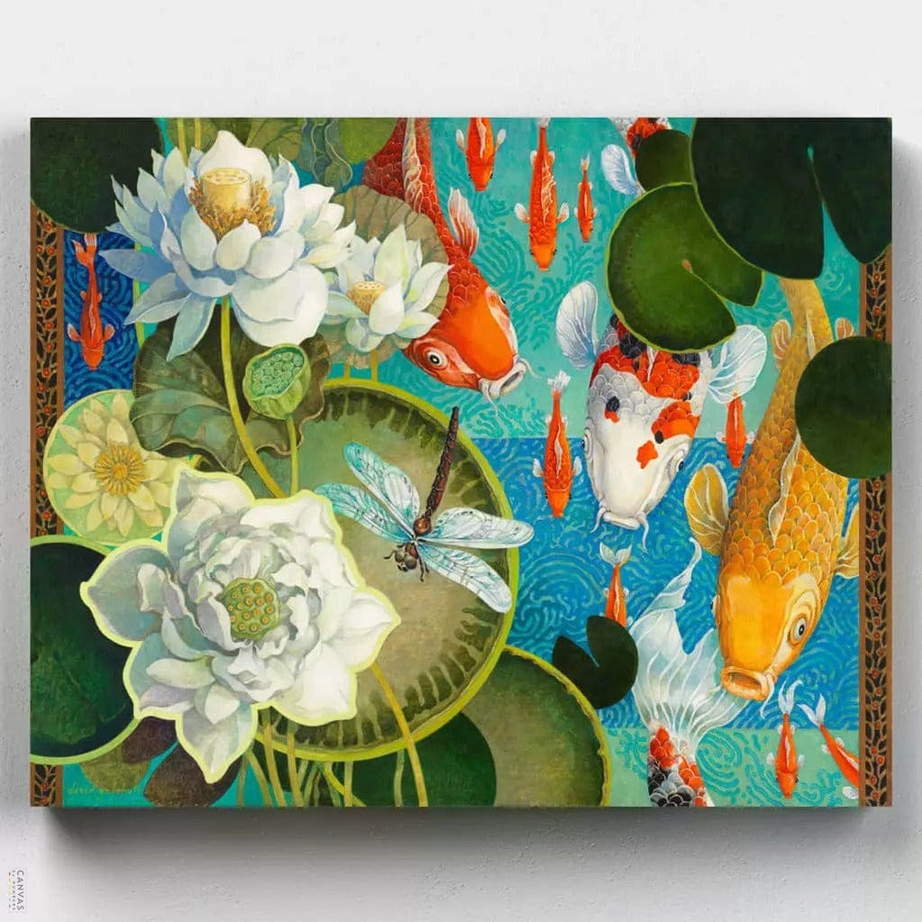 Estanque de Peces Koi - Pintar por Números- Pintar por Números- Canvas by Numbers