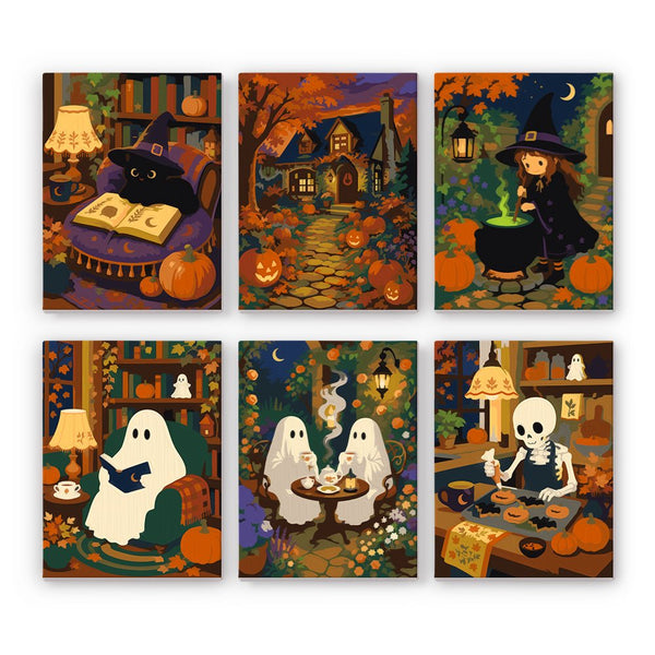 Fantasmas junto al Hogar- Pintar por Números- Canvas by Numbers
