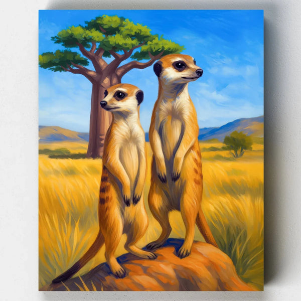 Suricatas Bajo el Baobab- Pintar por Números- Canvas by Numbers
