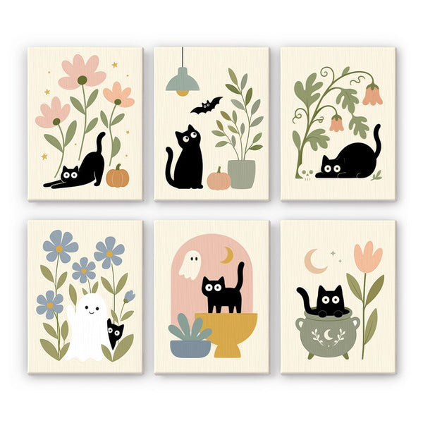 Gatos y Flores Minimalistas- Pintar por Números- Canvas by Numbers