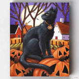 Gato Negro Embrujado - Pintar por Números- Pintar por Números- Canvas by Numbers