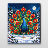 El Pavo Real y la Flor de Pascua- Pintar por Números- Canvas by Numbers