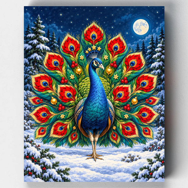 El Pavo Real y la Flor de Pascua- Pintar por Números- Canvas by Numbers