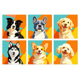 Retratos Pop Art de Perros - Mini Kit Pintar por Números