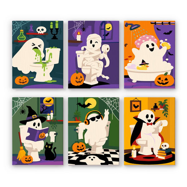 Fantasmas en el Baño- Pintar por Números- Canvas by Numbers