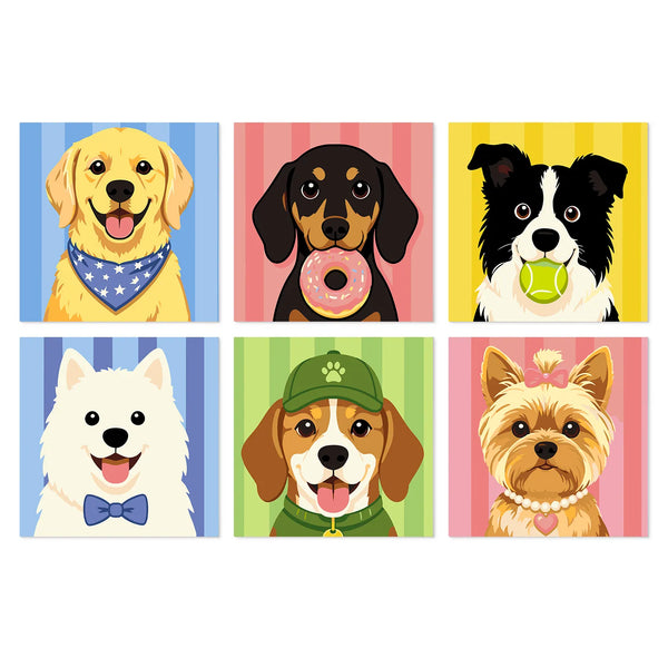 Retratos de Cachorros y Golosinas - Mini Kit Pintar por Números