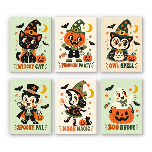 Mascotas Retro de Halloween- Pintar por Números- Canvas by Numbers