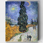 Camino con Ciprés y Estrella- Pintar por Números- Canvas by Numbers