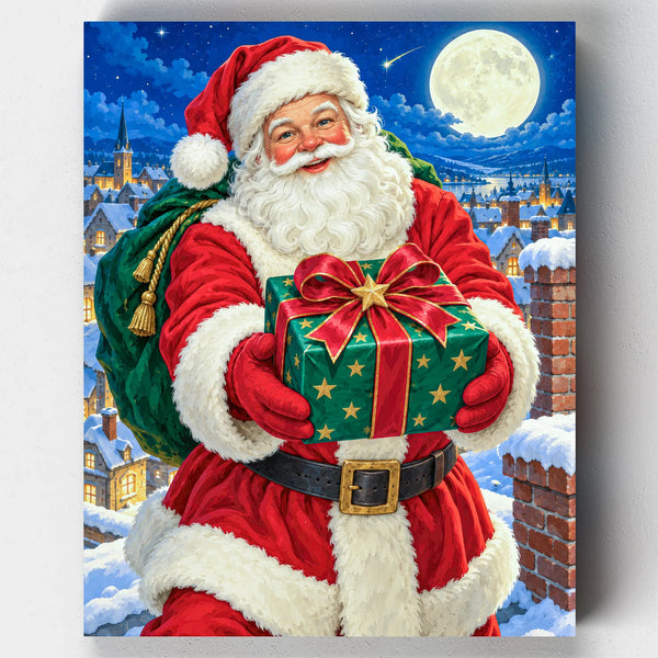 La Entrega de Medianoche de Papá Noel- Pintar por Números- Canvas by Numbers