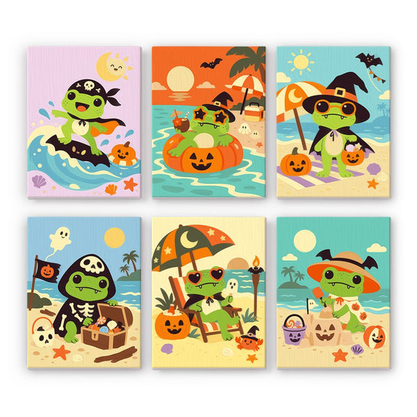 Pandilla de Ranas en la Playa- Pintar por Números- Canvas by Numbers