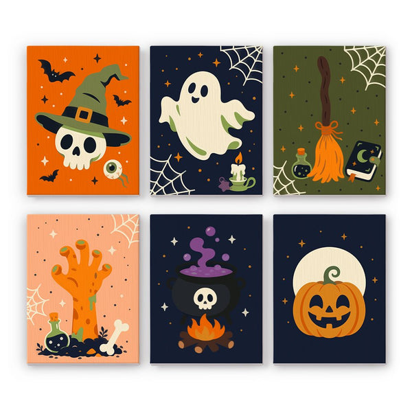 Calaveras, Escobas y Telarañas- Pintar por Números- Canvas by Numbers