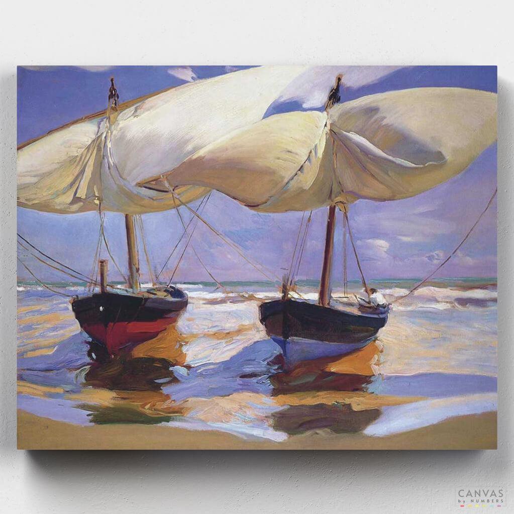 Barcos Varados - Pintar por Números- Pintar por Números- Canvas by Numbers