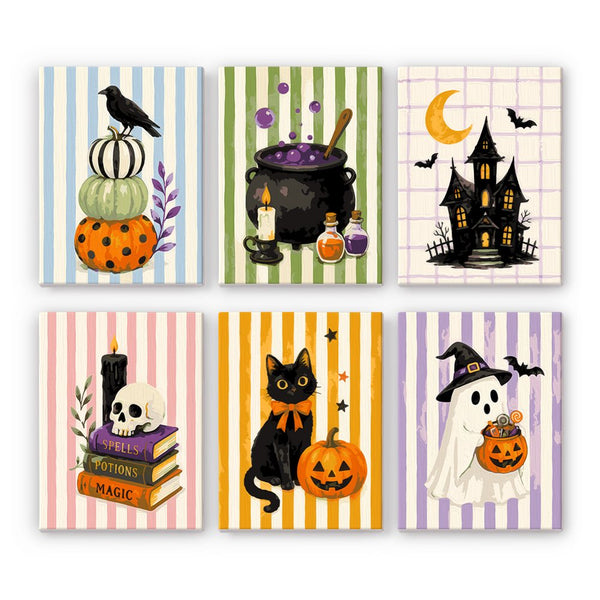 Viñetas de Brujas a Rayas- Pintar por Números- Canvas by Numbers