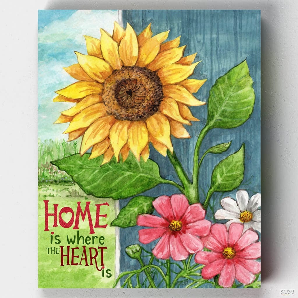 Girasol, Hogar y Corazón - Pintar por Números- Pintar por Números- Canvas by Numbers