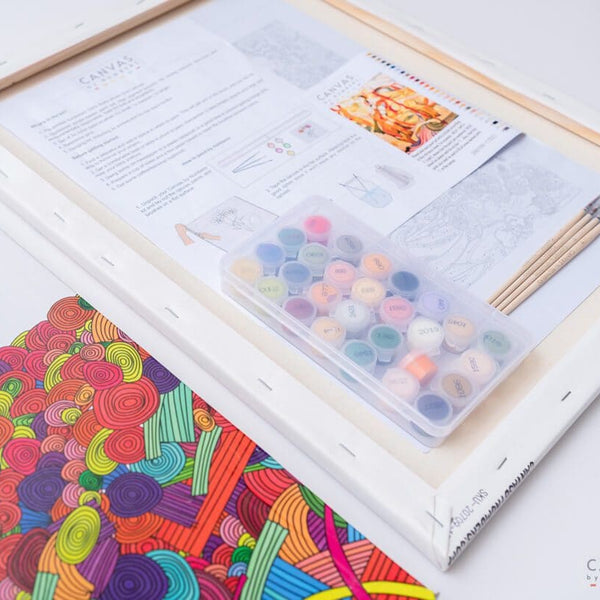 Amapolas y Margaritas en Jarrón- Pintar por Números- Canvas by Numbers